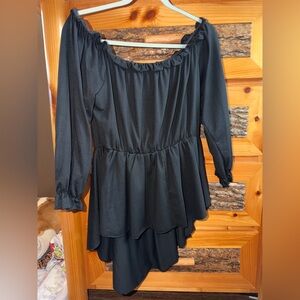 Elegant Black Ruffled Blouse